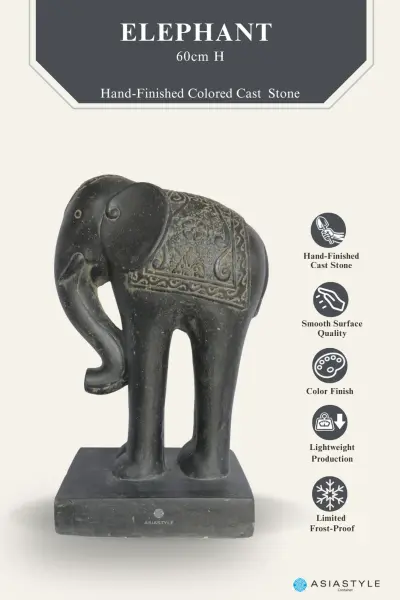 Product image of the product “Majestic Elephant Sculpture, 60 cm Height, Cast Stone, Antique Finish Colour ”